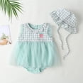 thumbnail image 2 of SJLDQY Baby Boy Romper Clothes Lace Ruffles Strawberry Sleeveless Sunsuit Set Jumpsuit Green 0-3 Months, 2 of 7