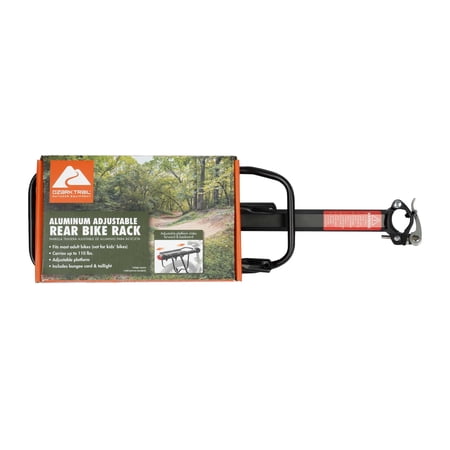 OZARK TRAIL ALUMINUM ADJUSTABLE REAR BIKE RACK WITH TAILIGHT
