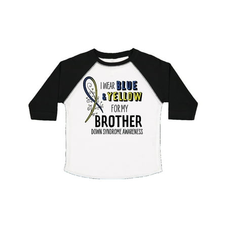 

Inktastic I Wear Blue and Yellow for my Brother- Down Syndrome awareness Gift Toddler Boy or Toddler Girl T-Shirt