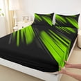 thumbnail image 3 of Homewish Geometric Lines Print Full Size Sheets,Stripes Pattern Bed Sheets,Green Black Sheet Sets For Teens,Luxury Bedroom Decor,4-Piece, 3 of 7