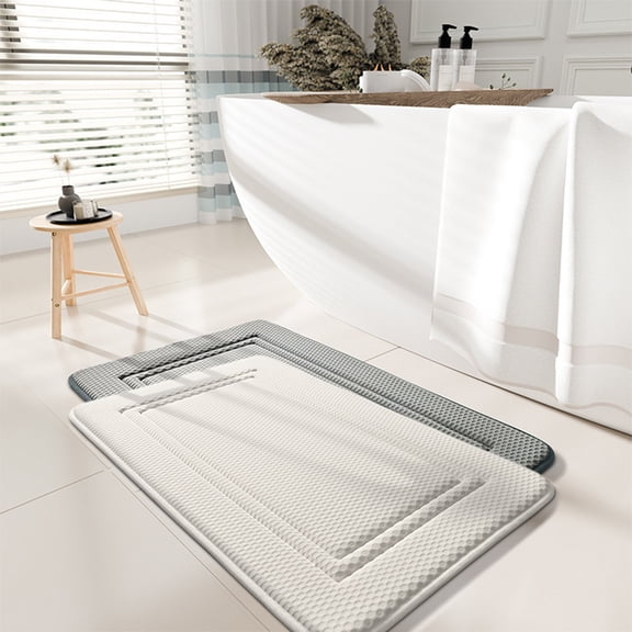 Bath Mat Bathroom Rug Absorbent Non-Slip Washable Shower Floor Mats Small Carpet 16x24 Inch,Gray