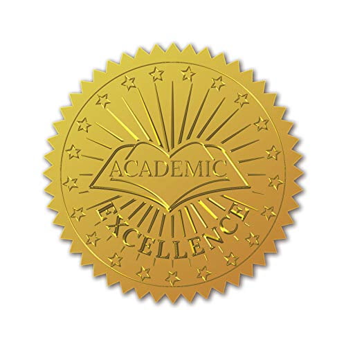 Gold Foil Certificate Seals Academic Excellence Self Adhesive Embossed