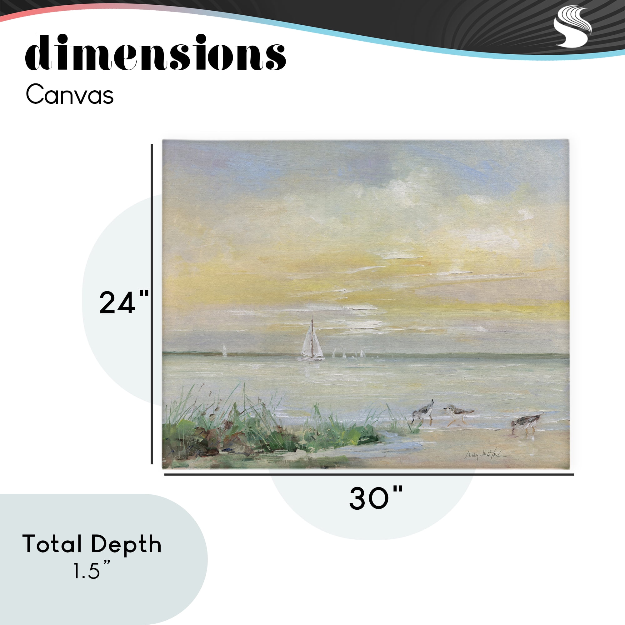 Stupell Industries Sailboats & Sanderlings Shore Canvas Wall Art, design by Sally Swatland