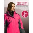 thumbnail image 4 of Wantdo Women's Winter Snowboard Coat Waterproof Rain Coat Warm Parka Rose Red L, 4 of 8