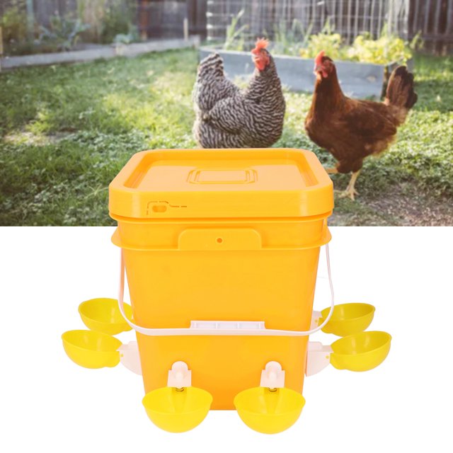 Bebedero Automático Para Pollos, Dispensador De Bebedero Para Aves De Corral De Bajo Derrame Con Cubo De Riego, 8 Tazas De Agua Para Granjas, Aves De Corral, Patos, Gansos,