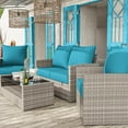 thumbnail image 5 of Pakunoda Outdoor Deep Seat Cushion with Backrest, 24" x 24" x 6.5" Waterproof Resistant Patio Chair Replacement Cushion for Sofa Couch, Lake Blue, 5 of 7