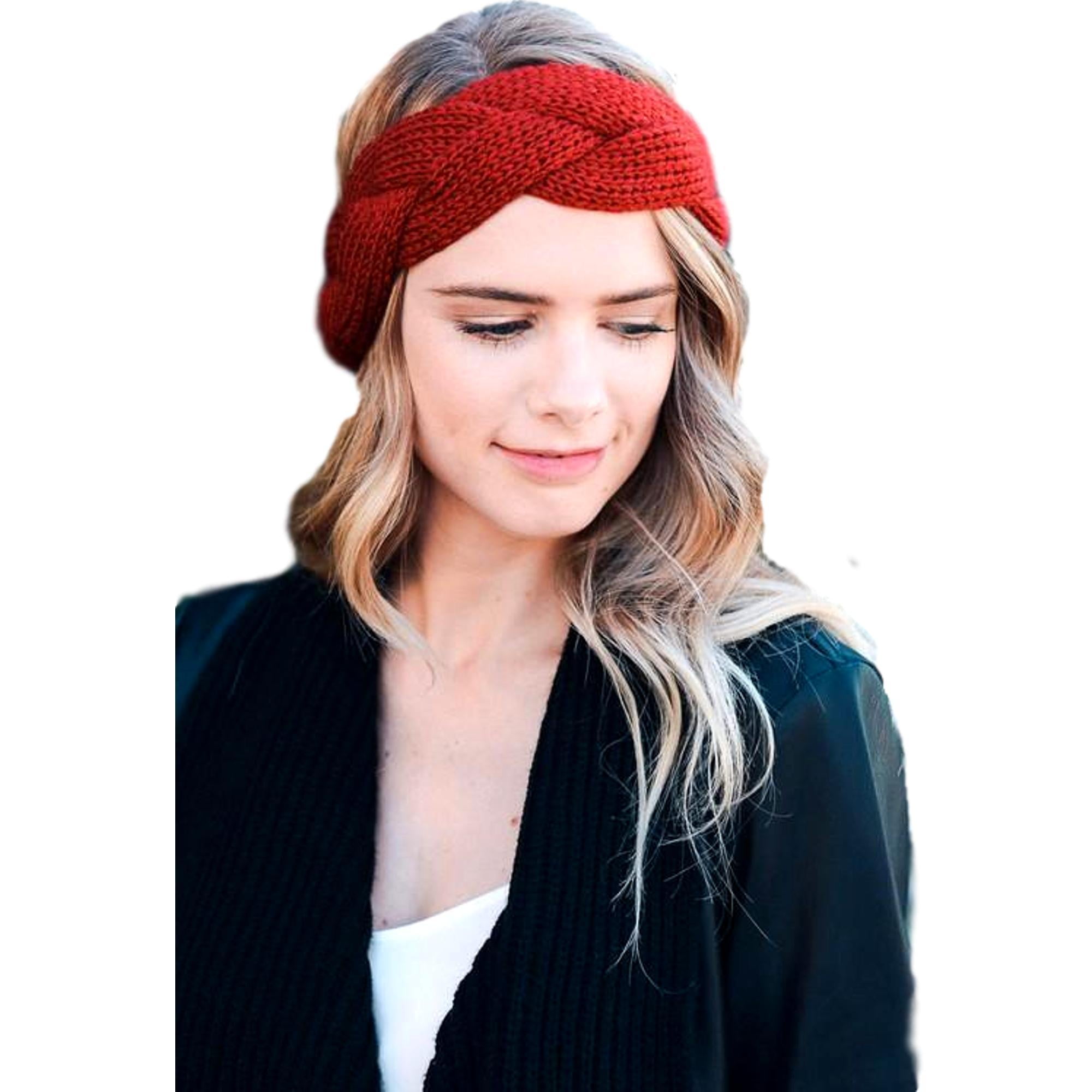 Braided crochet headband, Red