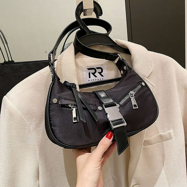 1pc Monogrammed Pu Leather Crescent Flap Shoulder Bag With Magnet Buckle  Closure