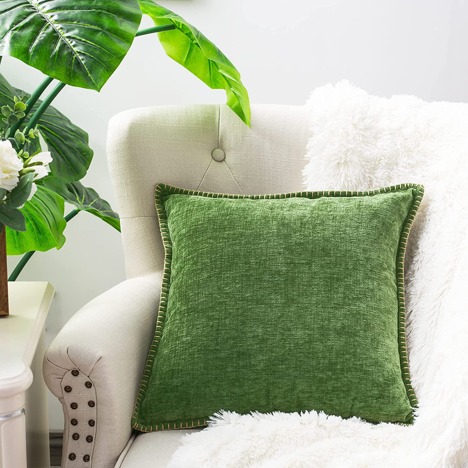 Chenille Soft Throw Pillow Covers, Farmhouse Velvet Pillow Covers