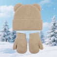 thumbnail image 2 of GXWEA Toddler Hat Toddler Bear Ear Knit Beanie Mitten Scarf Set Thick Warm 3 Piece Winter Accessory Kit, 2 of 8