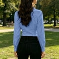 thumbnail image 7 of Tqcoqu Women's Long Sleeve Cotton Linen Button Down Blouse with Pocket Front Y2K Collared Shirt Tops,Light Blue Women's S-XXL, 7 of 7