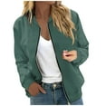thumbnail image 2 of Baseball Jacket for Women 2025 Fall Long Sleeve Lightweight Plain Zip Up Casual Jackets Coat Outerwear, 2 of 6
