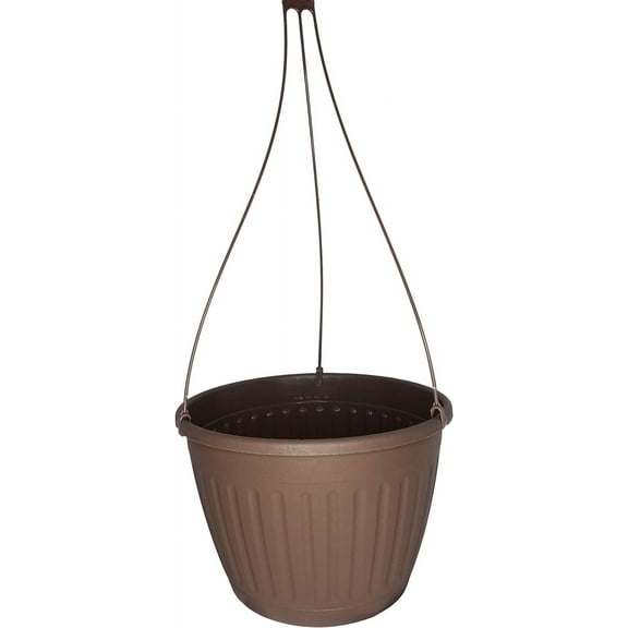 10" Brown Imperial Deco Saucerless Hanging Baskets - 5 Baskets With 5 Hangers by Landmark Plastic