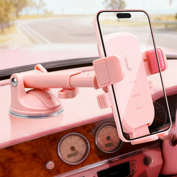 TSV Universal Car Phone Holder for Dashboard & Windshield, Fits 4″–7.2″ Smartphones, Compatible with iPhone, Samsung Galaxy, Google Pixel, Android, Pink