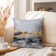 thumbnail image 3 of Ethan Taylor Abstract Throw Pillow Soft Cushion Cover 'Journey Paint Brush Strokes Modern' Transitional Pattern Decorative Square Accent Pillow Case, 18x18 Inches, Gold, Gray, 3 of 5