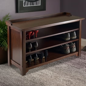 Wooden Shoe Cabinet Storage Bench W Seat Cushion Holds Up To 12