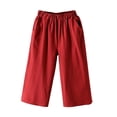 thumbnail image 7 of Outfmvch Cropped Linen Pants Women Boho Pants for Women 2026 Cropped Lounge Trousers Capri Pants with Lace Side Wide Leg Crop Pants Drawstring Elastic Waist Cotton Linen Pants Gauze Pants Red M-3XL, 7 of 7