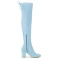 thumbnail image 4 of BLISSFUL STEP Women's Boots Round Toe Block Heel Over Knee High Faux Suede Boots Sky Blue 5.5, 4 of 8