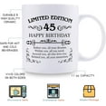 thumbnail image 7 of 45th Birthday Gifts for Women Men - 11 oz Coffee Mug - 45 Year Old Present Ideas for Mom, Dad, Wife, Husband, Son, Daughter, Friend, Colleague, Coworker (45th Birthday Gift), 7 of 7
