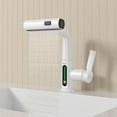 thumbnail image 5 of Pull-Out Lift LED Temperature Digital Display Bathroom Basin Faucet, Single Handle 360° Rotatable Waterfall 3-in-1 Basin Tap with Adjustable Height, 5 of 7