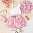 thumbnail image 2 of Bearichfupo Kids Winter Girls Sleeveless Ruffles Sleeveless Pink Plaid Princess Dress With Belt Hat 3pcs Sets, Sizes 5-6 Years, 2 of 6