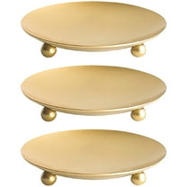 3 Pcs Candle Plates Trays Iron Candlestick Candle Holder Child 7.5X7.5CM Golden