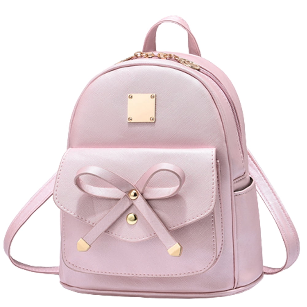 Girls Bowknot Cute Leather Backpack Mini Backpack Purse for Women