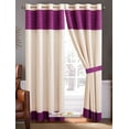 thumbnail image 2 of 11-Pc Floral Applique Embroidery Striped Comforter Curtain Set Violet Purple Gray Ivory King, 2 of 4