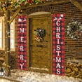 thumbnail image 2 of Christmas Wreaths Merry Christmas Decorations Banner, Christmas Porch Sign Red Plaid Hanging Banners, 2 of 5