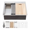 thumbnail image 2 of Kichae 25 Inch Drop In Kitchen Sink Workstation - 25" x 22" Drop-In Kitchen Sink 16 Gauge Stainless Steel Single Bowl Ledge Workstation 25 Inch Handmade Sink, 2 of 4