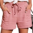 thumbnail image 2 of Women'S High Waist Tie Front Loose Wide Leg Shorts with Pockets Casual Summer Pink XXL, 2 of 8