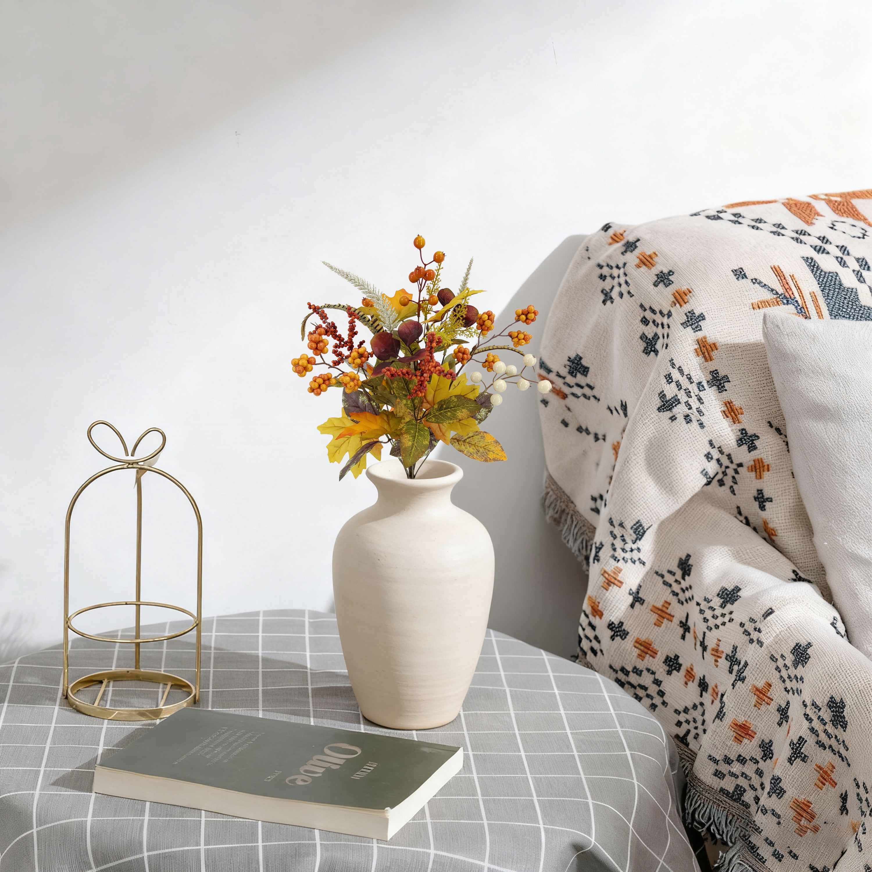 Mainstays 21 in Indoor Orange Artificial Berry and Leaves Bouquet