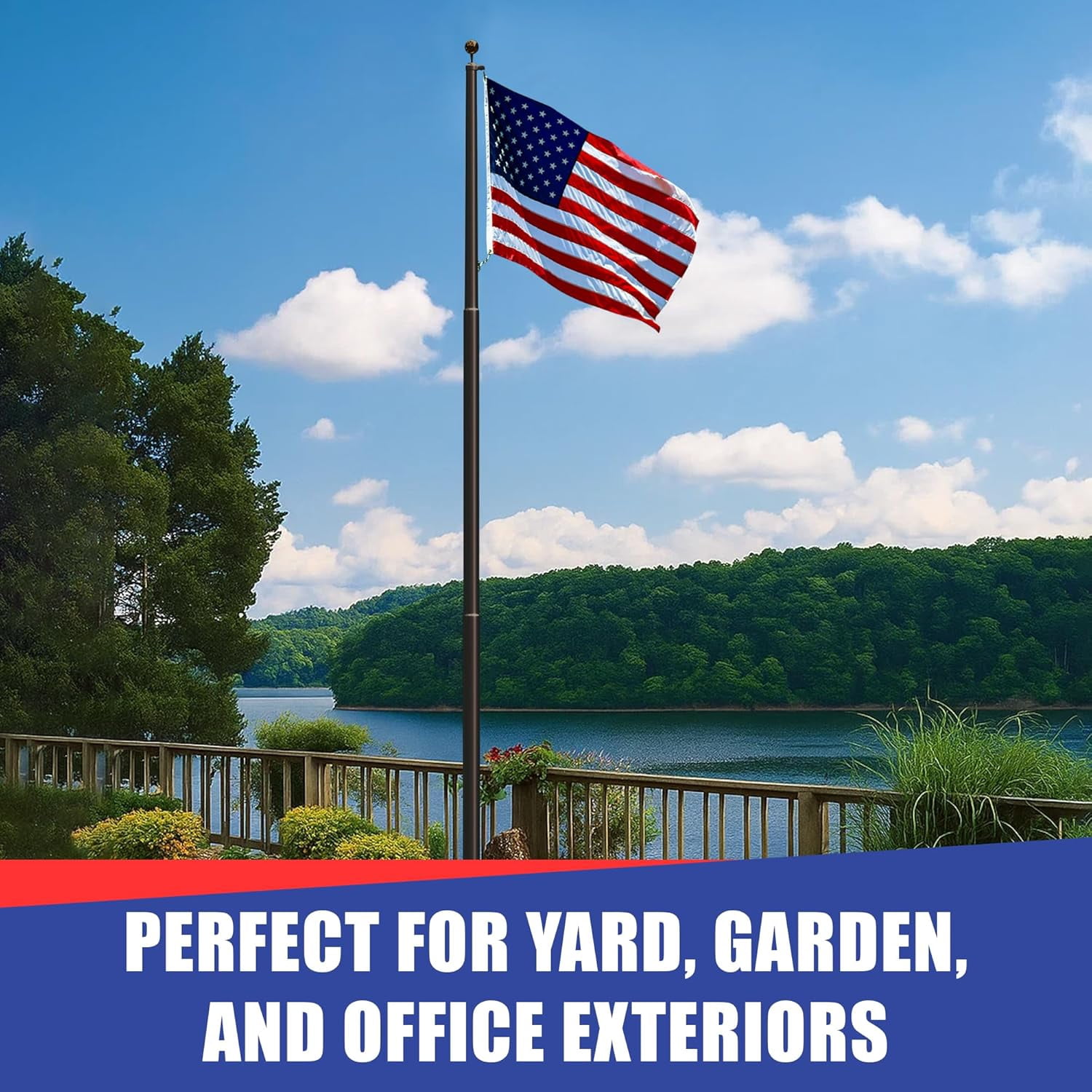Super Tough USA-Made 25ft Heavy Duty Flag Pole for Outside House - Bronze Anodized - Residential In-Ground Flagpole - 4-Section High-Grade Aluminum - Includes All Accessories