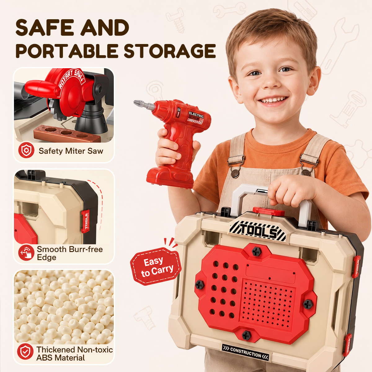 ALLJOY Kids Work Bench with 78 Piece Tool Set photo 6