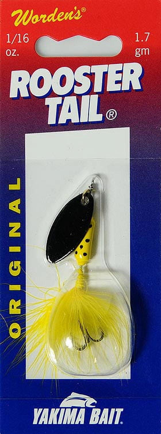 Yakima Bait Worden's Original Rooster Tail Fishing Lure, Yellow Dalmatian & Peach, 1/16 oz., Size 12, 206 YLDA-PB