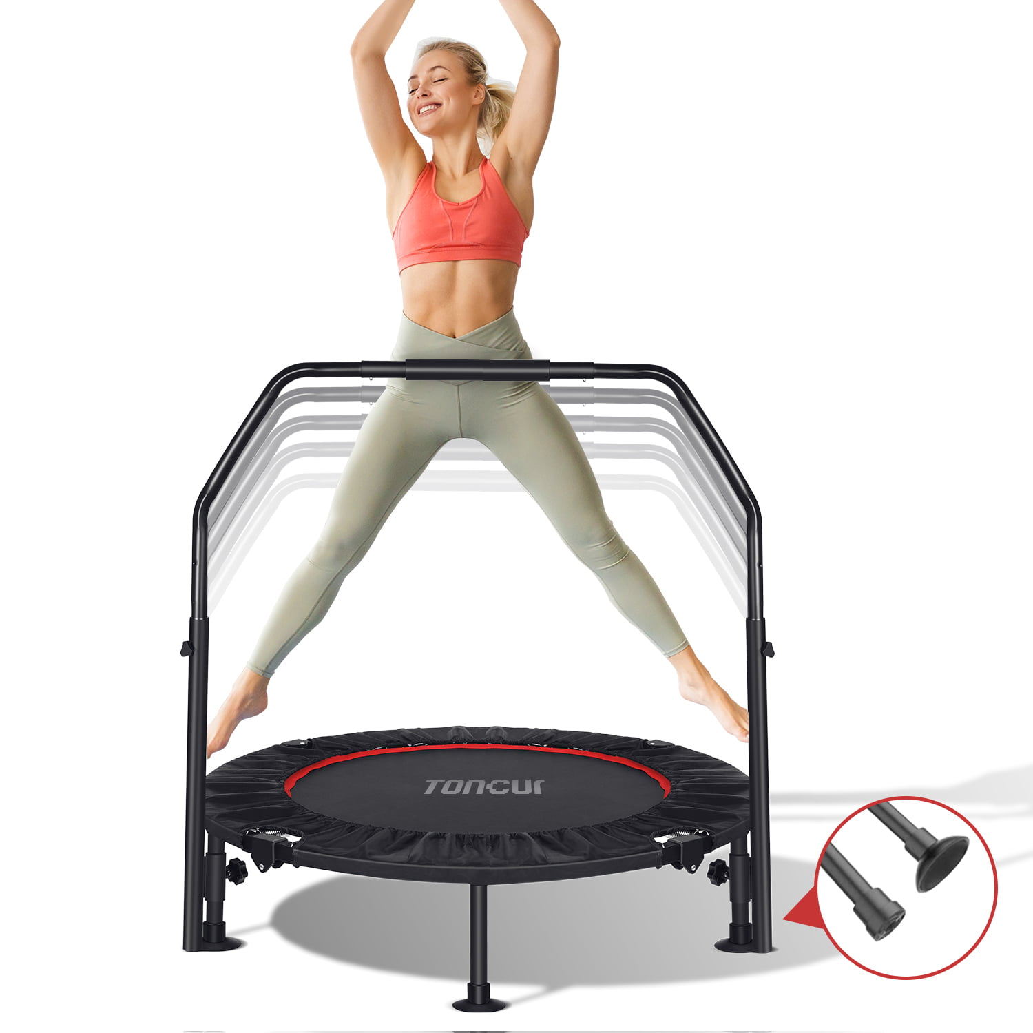 40" Mini Rebounder Trampoline Exercise Fitness Gym W/Adjustable Handrail Indoor 