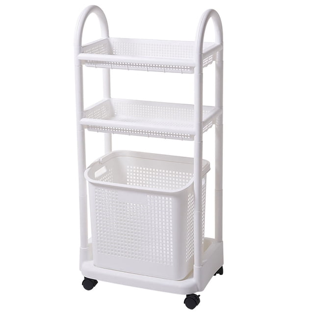 Laundry Basket Multilayer Removable Simple Tall Bathroom Trolley Storage Basket