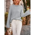 thumbnail image 6 of Arvbitana Women's Autumn Winter Sweater Long Sleeve Turtleneck Pullover Split Hem Shirts Loose Oversized Knitwear Casual Tops, 6 of 8