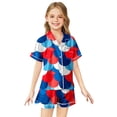 thumbnail image 1 of Kids' 4th Of July Printed Satin Pajama Set Short Sleeve, 1 of 4