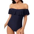 thumbnail image 2 of Csndyce Womens One Piece Swimsuits Ruffles off Shoulder Tummy Control Halter Bathing Suits Female, 2 of 6