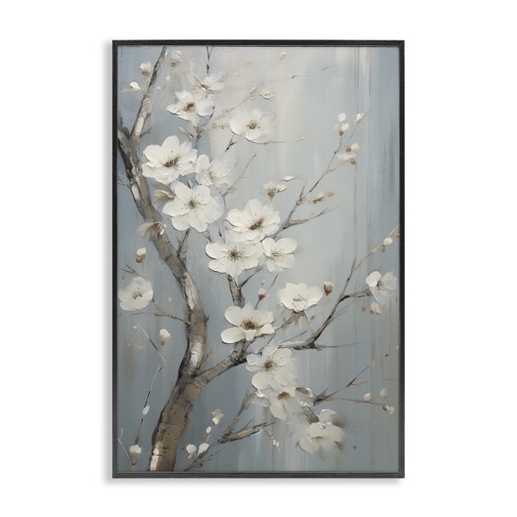 Stupell Industries White Cherry Blossoms Botanical & Floral Painting Black Framed Art Print Wall Art, 12 x 18