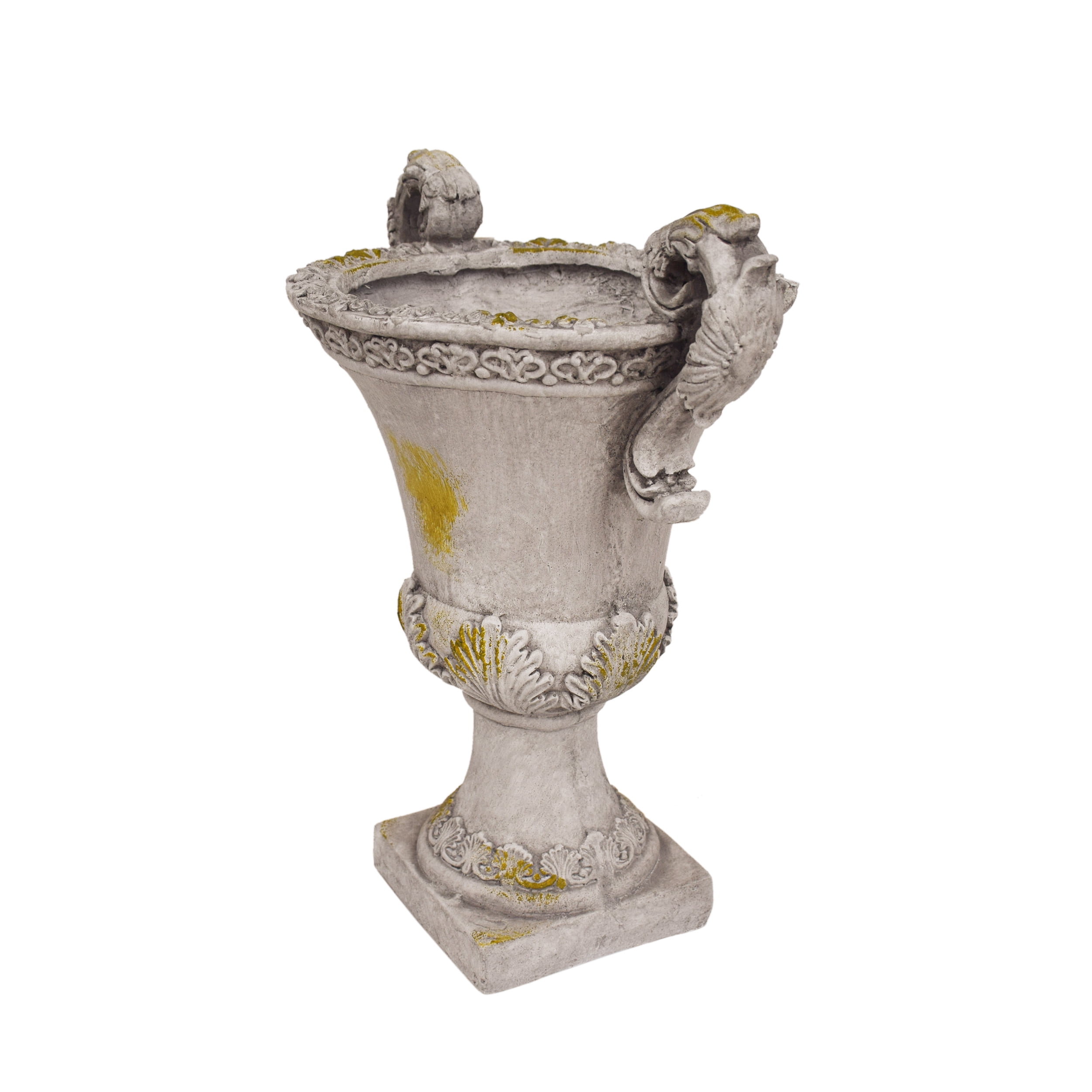 Egypt Outdoor Light Weight Concrete Chalice Garden Urn Planter, Gray Moss