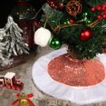 thumbnail image 1 of SUNSIOM Christmas Tree Skirt 14.9 Inch Glitter Sequin Tree Skirt Small Tree Mat with Plush Trim for Holiday Home Party Decorations, 1 of 5