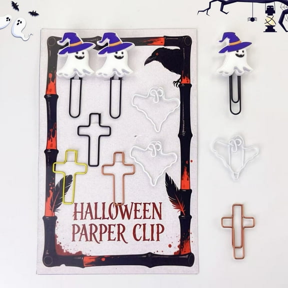 1Set Adorable Halloween - Style Paper Clips, Perfect Halloween Office Supplies and Party Favors, Folders, Bookmark Clips, Multi-color, Metal Paper Clips for Office Supplies , Novelty Clips