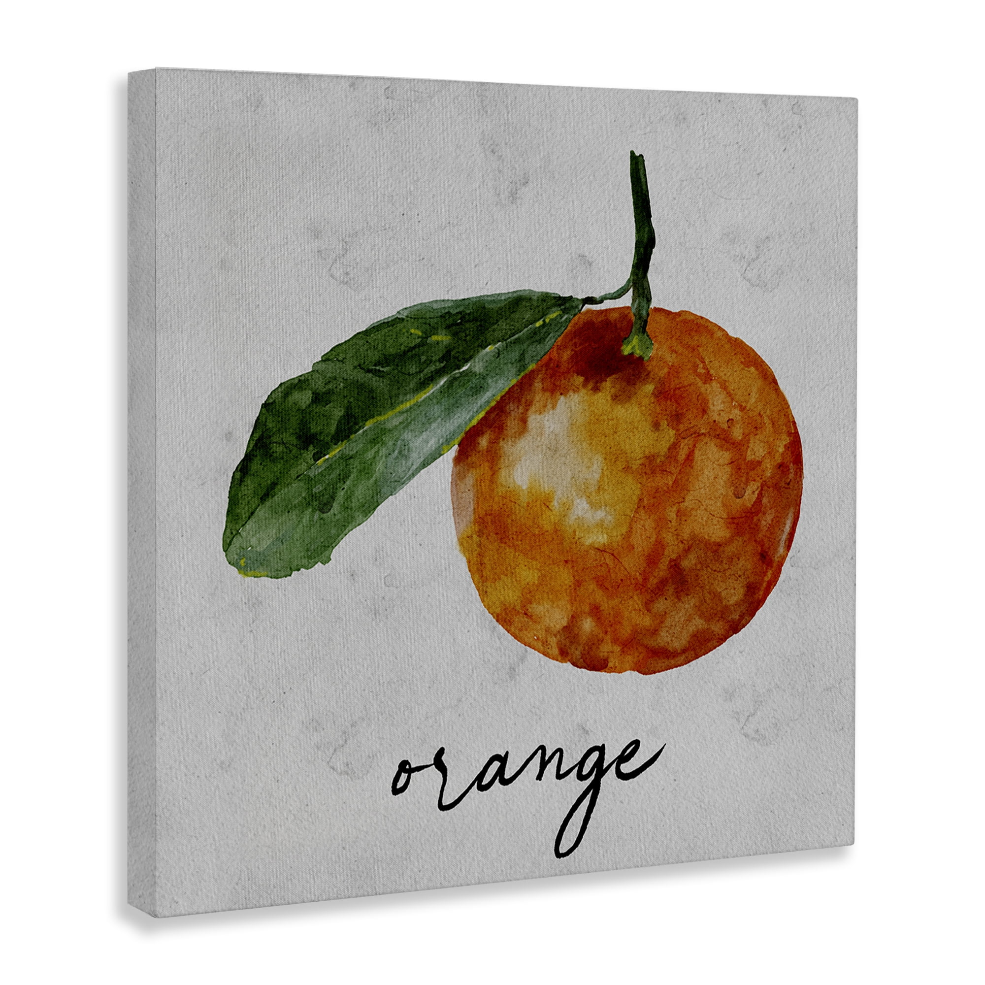 Stupell Industries Vintage Orange with Leaf Food & Beverage Painting Wrapped Canvas Art Print Wall Art, 24 x 24