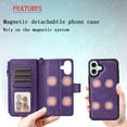 thumbnail image 3 of Dteck for iPhone 16 Wallet Case, 2 In 1 Detachable Protective Phone Case Women Men Kickstand flip Cover Wrist Strap Zipper Credit Card Holder Slots for iPhone 16,Purple, 3 of 6
