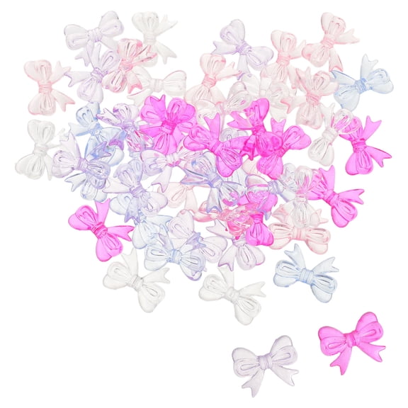 LOLIPPYY 50Pcs Assorted Color Bow Cake Decorations Acrylic Bowknot Cupcake Toppers for Parties