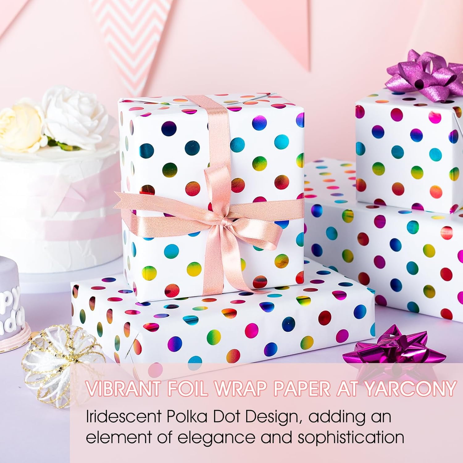 Colorful Polka Dot Wrapping Paper,Gift Wrapping Paper, Rainbow Polka-Dot Gift Wrap for Present Packaing, Boy Girl Birthday, Party, Holiday,Christmas and Celebrations(17 Inch X 16.5 Feet)