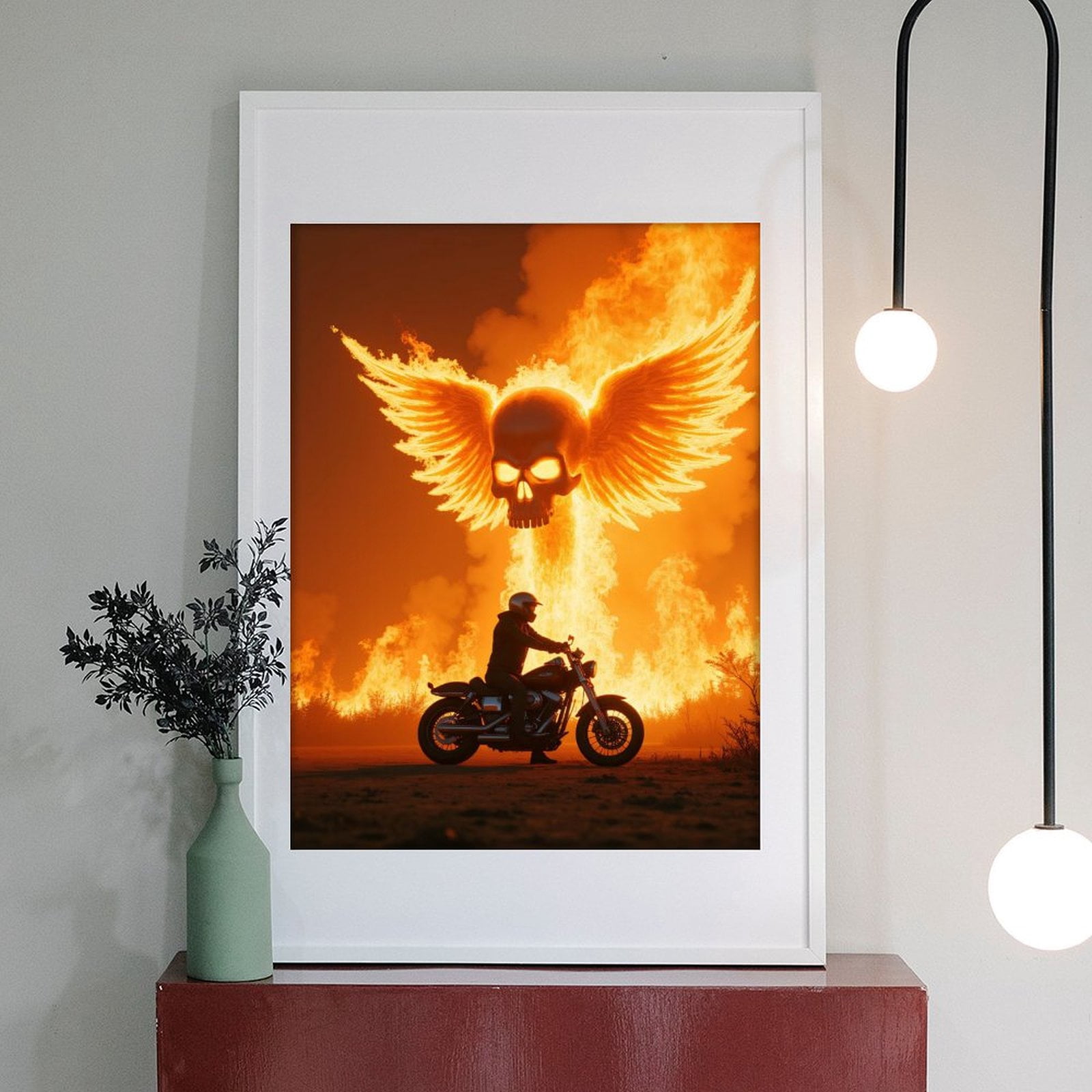 Diamond Art Kit for Adults, Flaming Motorcycle Skull Wings Diamond Painting for Adults Beginners, DIY Diamond Art Painting Kits, 5D Diamond Painting Crafts for Home Decor 12x16 Frameless