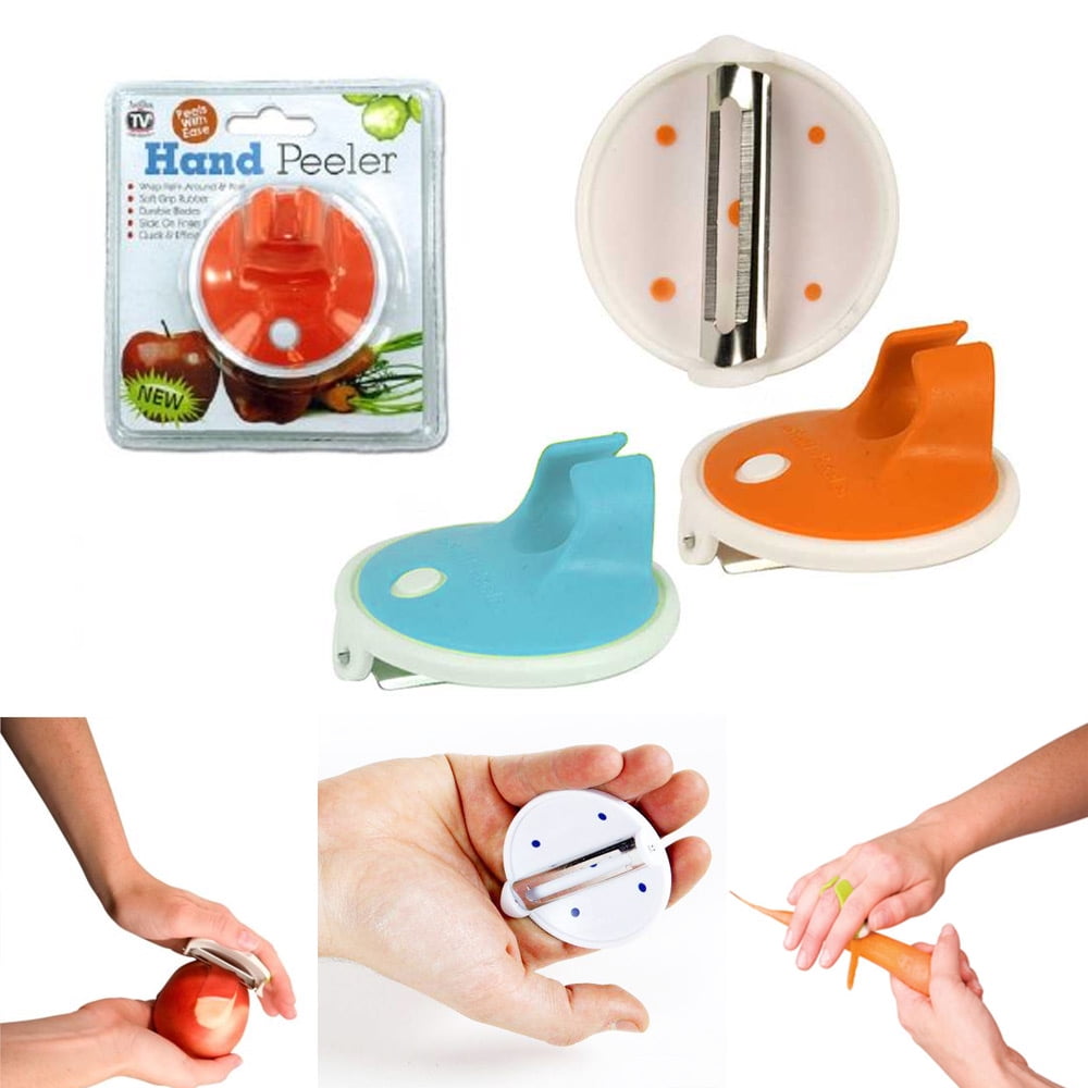 2 Pack Hand Palm Peeler Stainless Steel Blades Finger Rubber Grip
